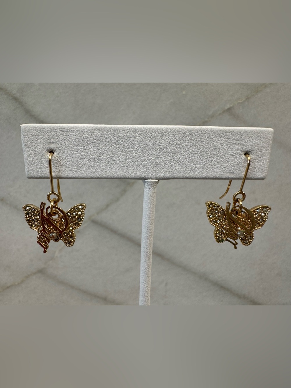 Christian Dior Butterfly Earrings Gold